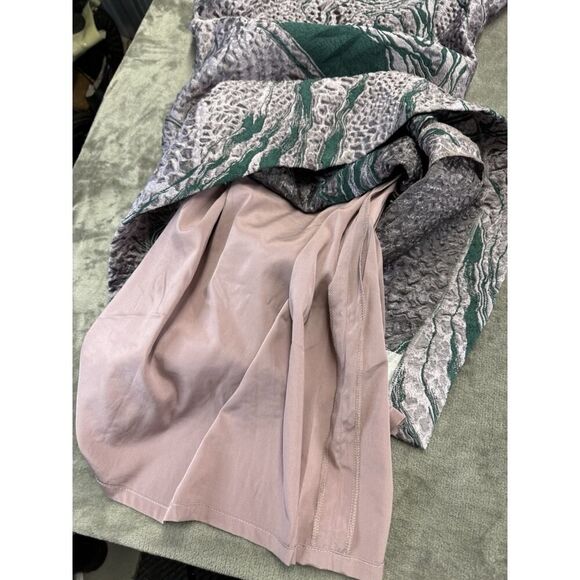 Carolina Herrera Textured Metallic Brocade Mini Dress Gray Green Floral Sz 6 - Picture 14 of 16